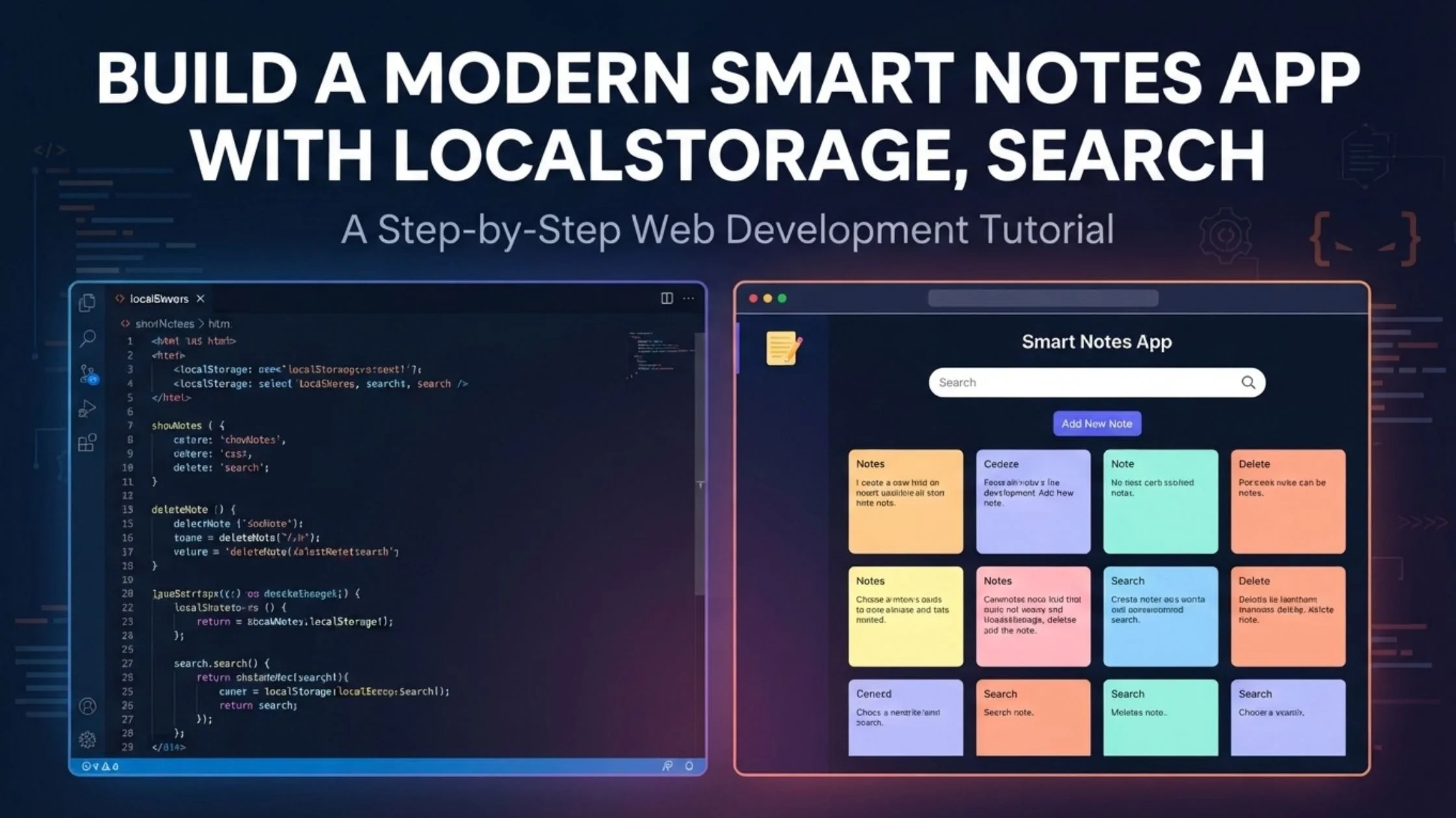 Build a Modern Smart Notes App with LocalStorage & Search
